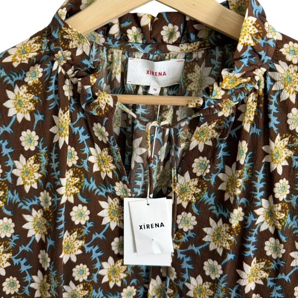 Xirena Womens Floral Meadow Blouse Brown XS NWT Cottagecore Romantic Boho - Picture 3 of 6